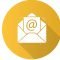E-mail address flat design long shadow glyph icon. Envelope with arroba sign. Vector silhouette illustration